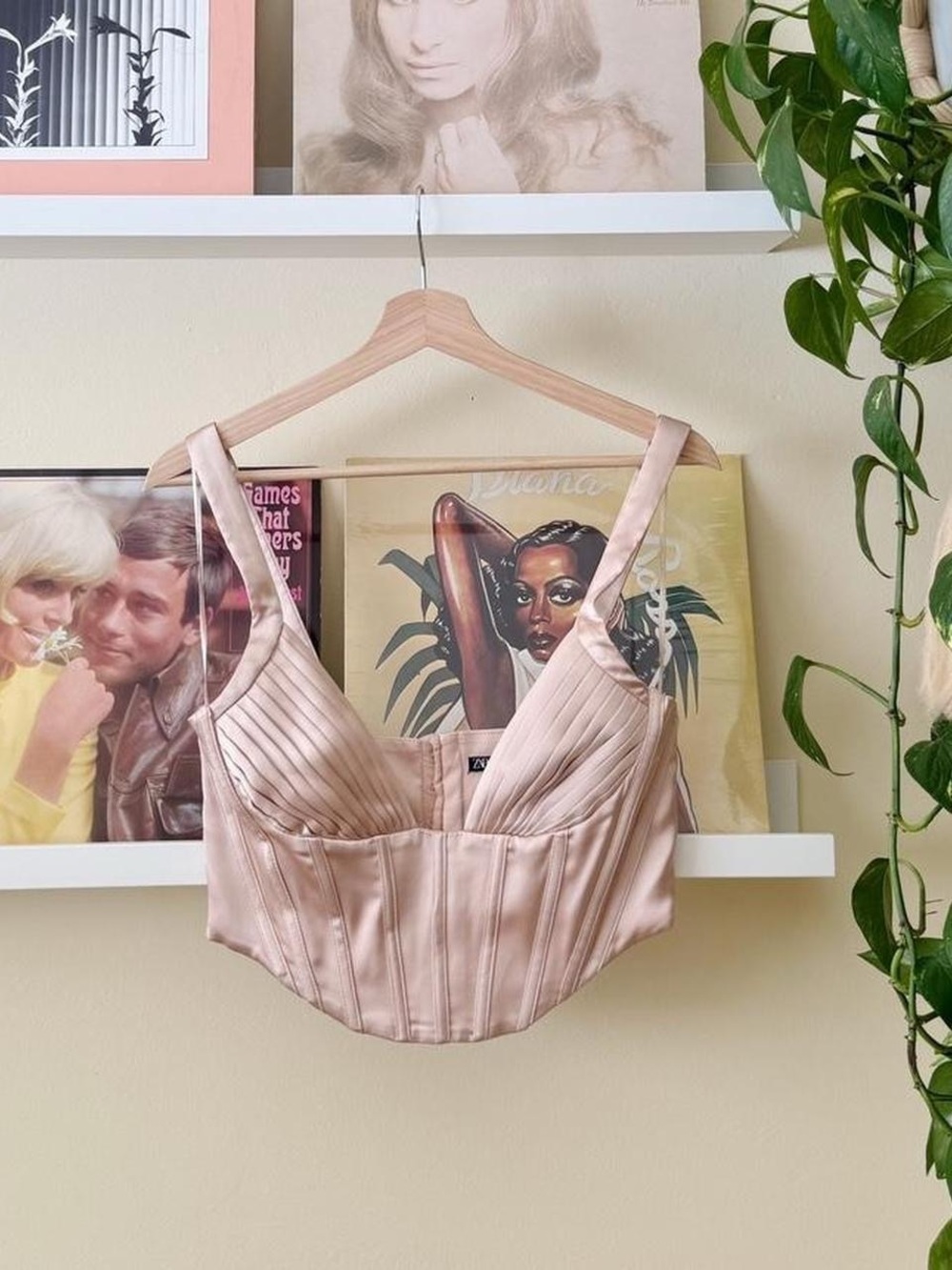 Satin Blush Pink Corset Crop Top